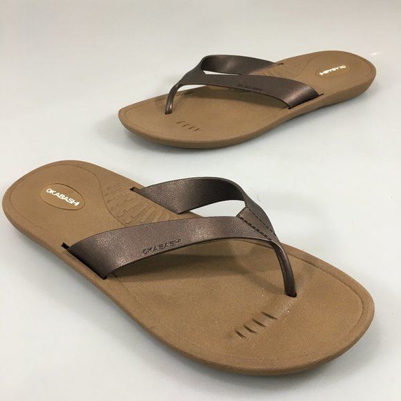 Okabashi LL 11 Breeze Brown Flip-Flops Sandals Vegan Non-Marking - Picture 1 of 6